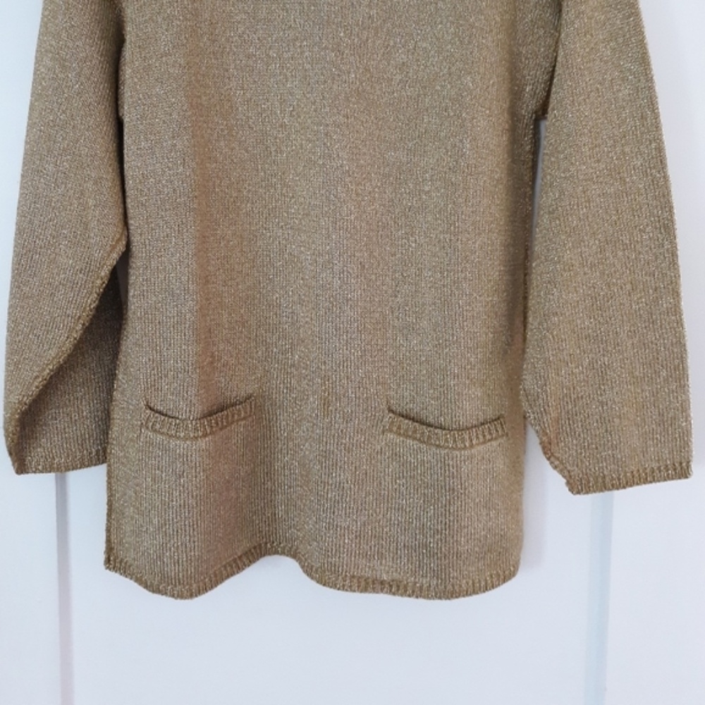 Adrienne Vittadini Gold Metallic Vintage Sweater - Picture 2 of 3